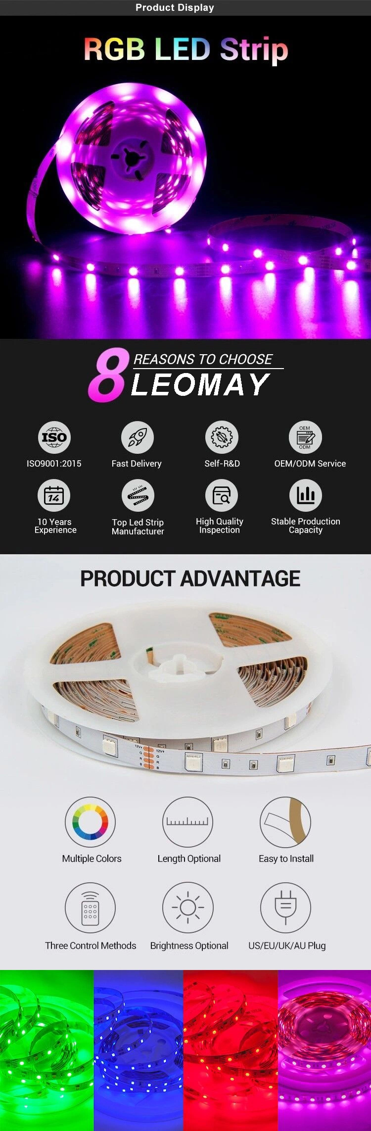 Wholesale Led Strip Light CE RoHS UL 14.4w 5050 RGB Led Strip 12V Flexible Led Strip